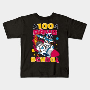 100 days of school featuring an astronaut dabbing on his rocket #4 Kids T-Shirt